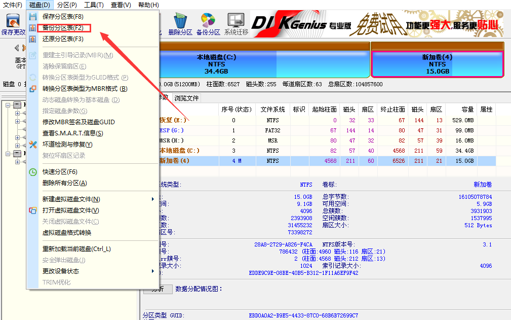 備份分區(qū)表